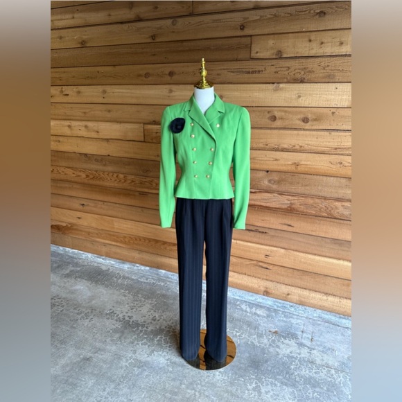 Green Gold Double-Breasted Blazer Jacket & Pants suit set - Picture 1 of 13